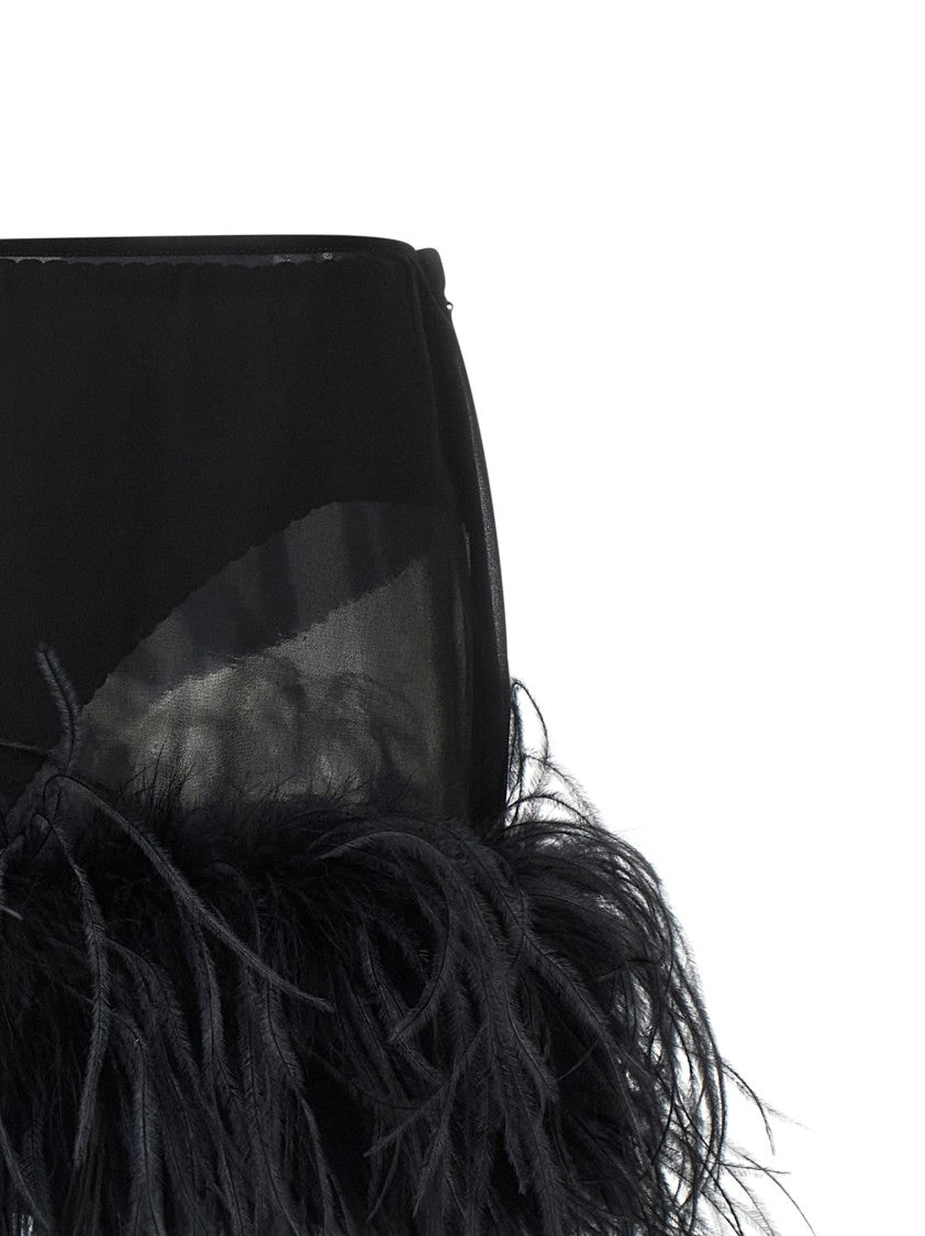 The Attico Semi-Transparent Georgette Feather Mini Skirt