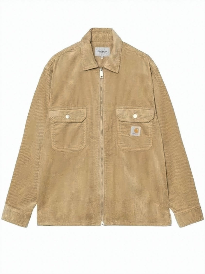 Carhartt Wip Brown Corduroy Jacket With Front Zipper Closure
