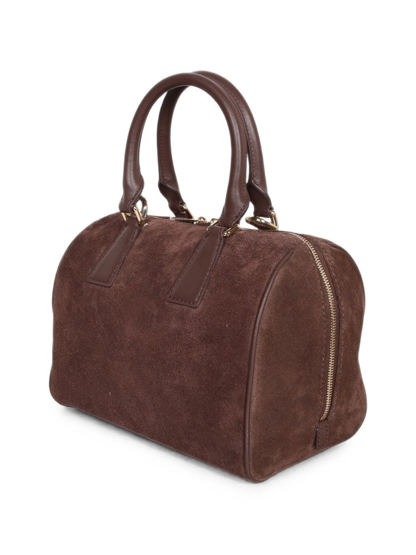 Furla Structured Suede Leather Accents Tote Bag