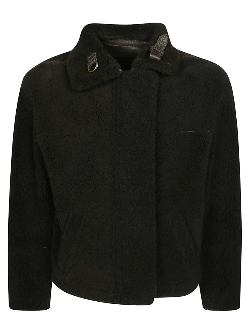 Salvatore Santoro Textured Black Leather Classic Bomber Jacket
