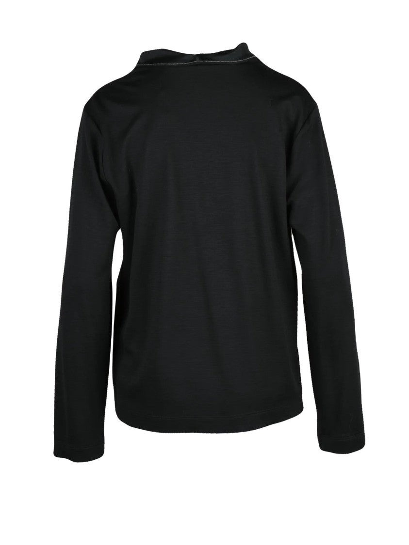Fabiana Filippi Black Viscose-Blend Knit Blouse