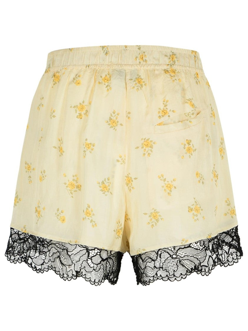 Ganni Yellow Viscose Shorts