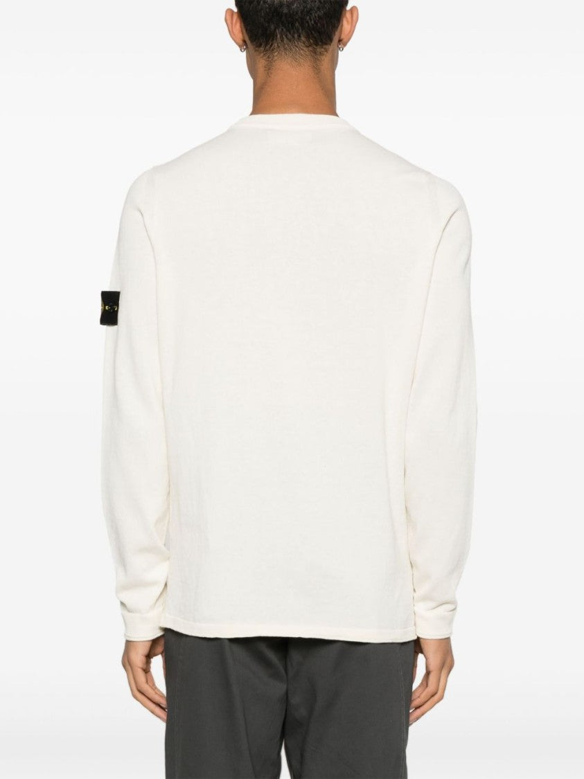 Stone Island Crew Neck Ivory Long-Sleeved Sweater