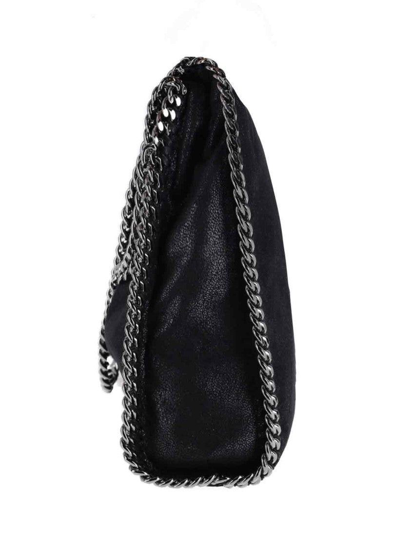 Stella Mccartney Textured Black Rectangular Silver Chain Shoulder Bag
