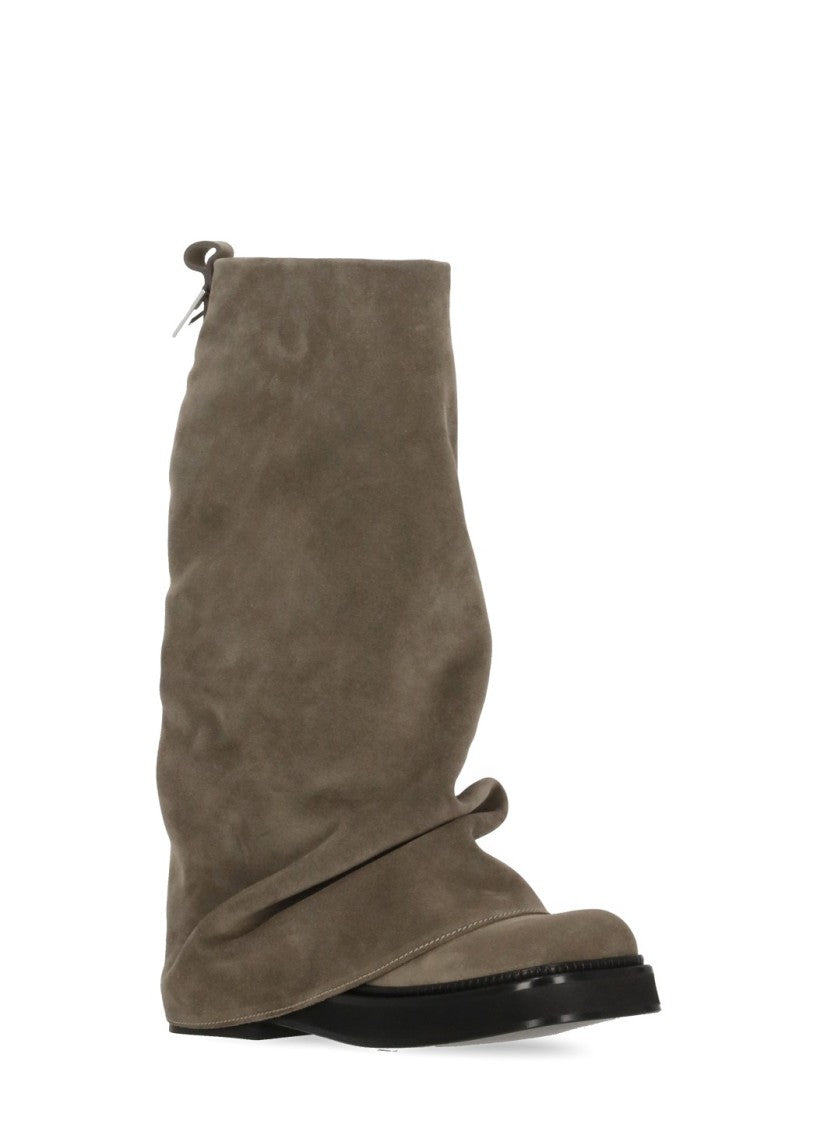 The Attico Brown Combat Robin Draped Suede Boots