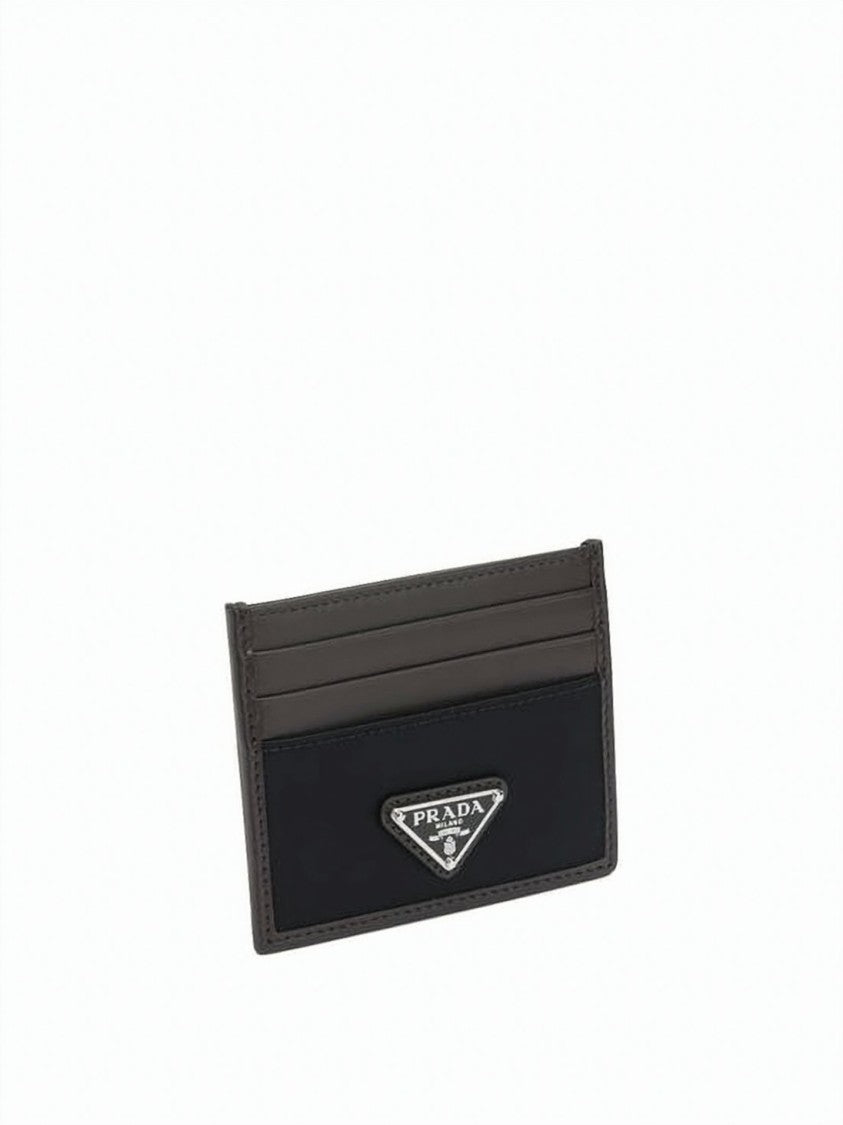 Prada Black Cardholder With Triangular Logo Plaque