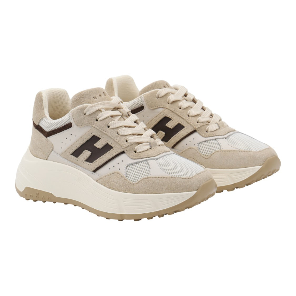 Hogan Sneakers With Beige Suede And Mesh Upper