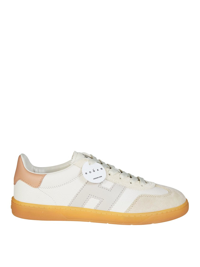 Hogan White Leather Gum Sole Sneakers