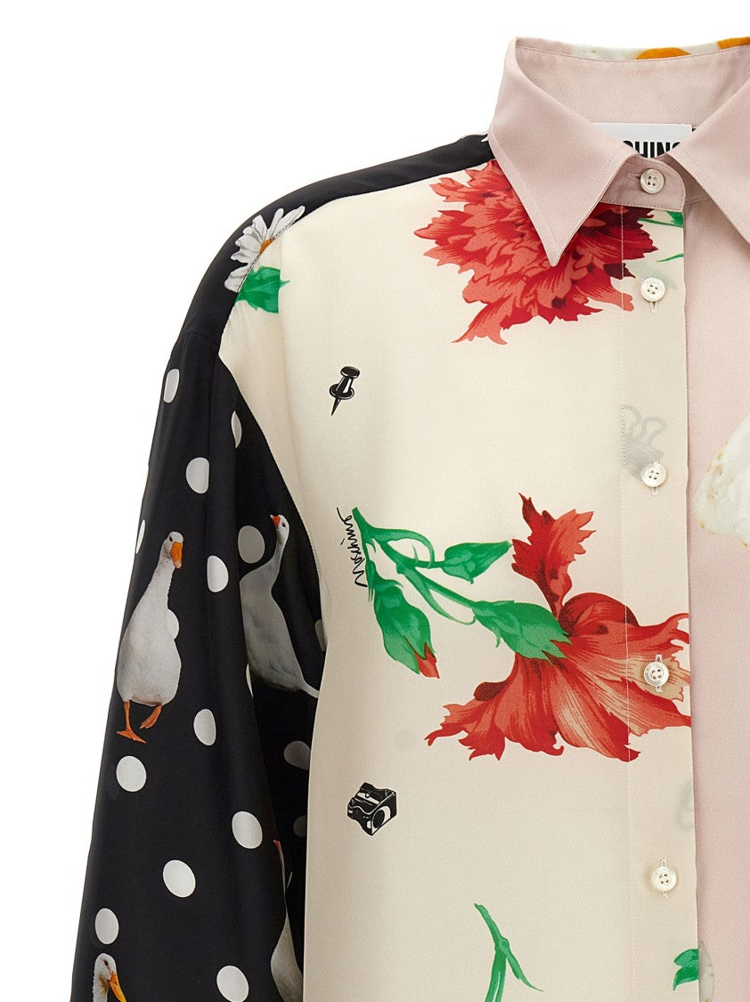 Moschino Patchwork Print Silk Shirt