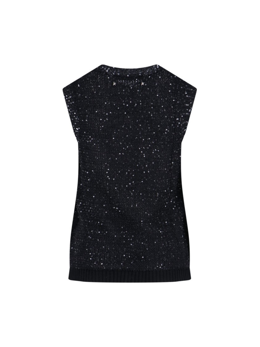 Golden Goose Sequin Knit Tank Top Black