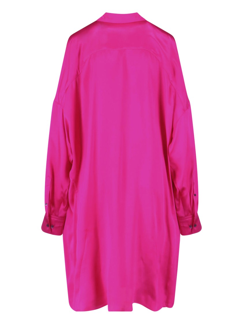 Dries Van Noten Pink Midi Silk Shirt Dress