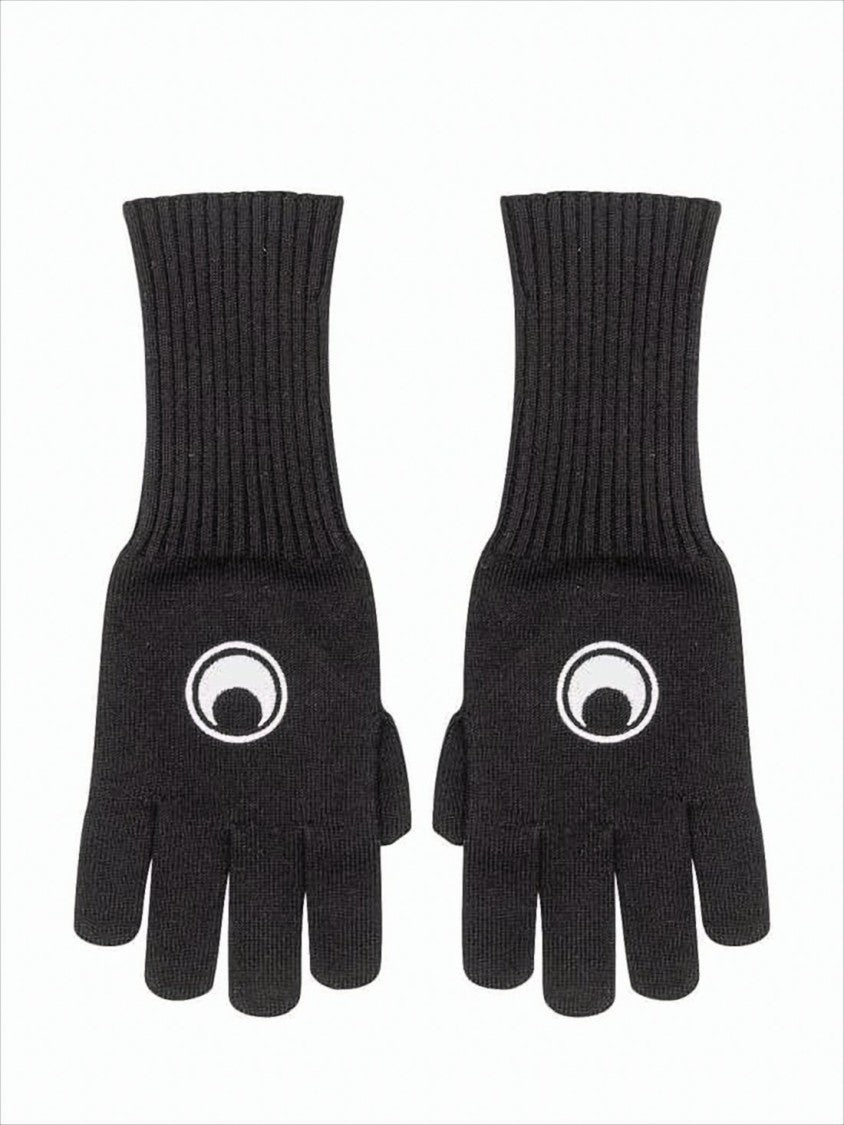 Marine Serre Fingerless Knitted Gloves With Circular Eye Motif