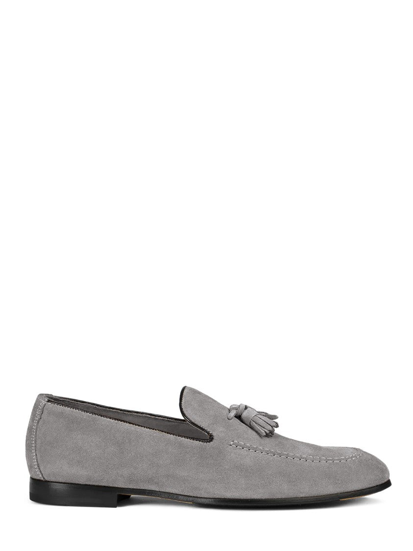 Doucal's Slip-On Grey Suede Flat Shoes
