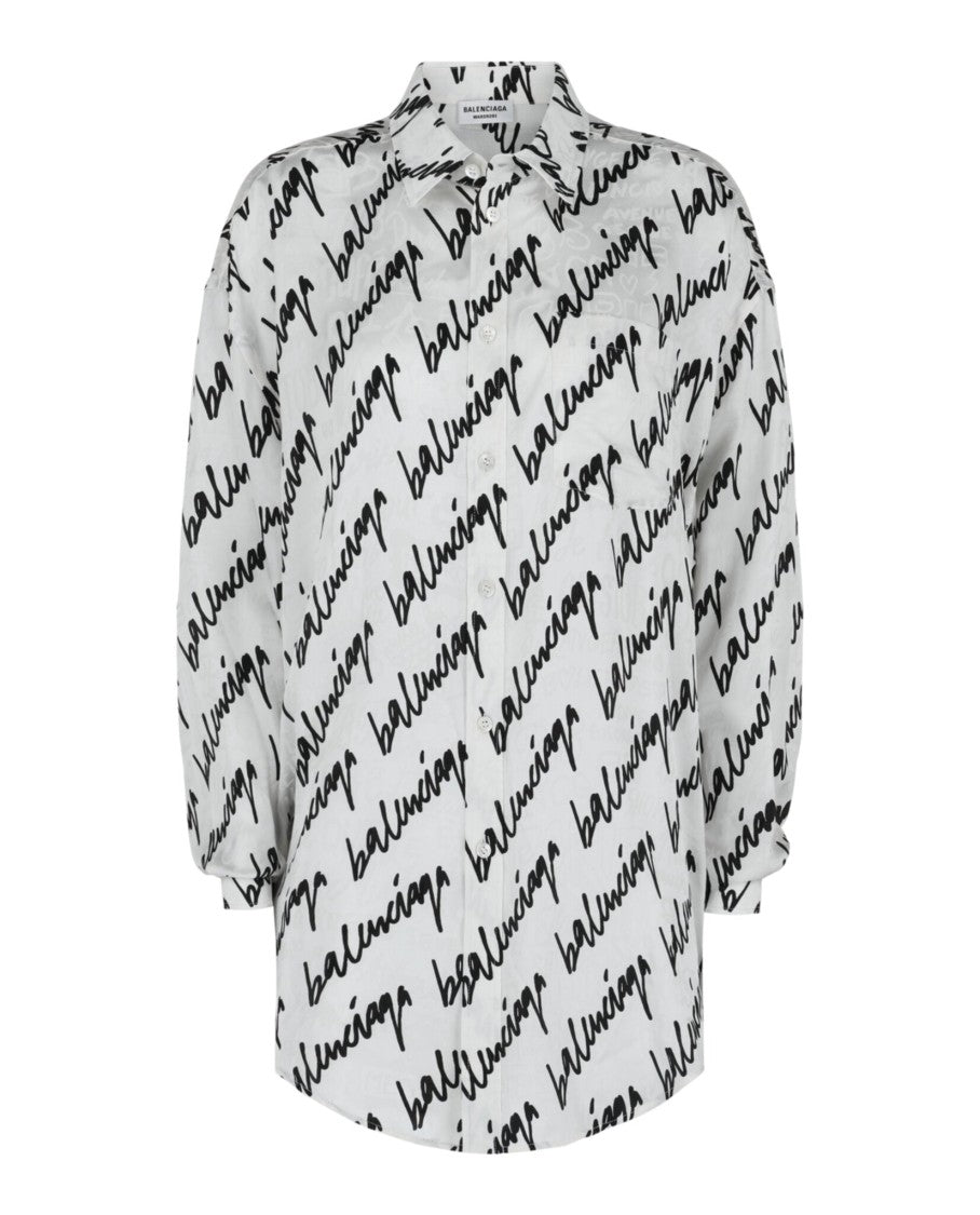 Balenciaga Scribble Fluid Jacquard Silk Blouse
