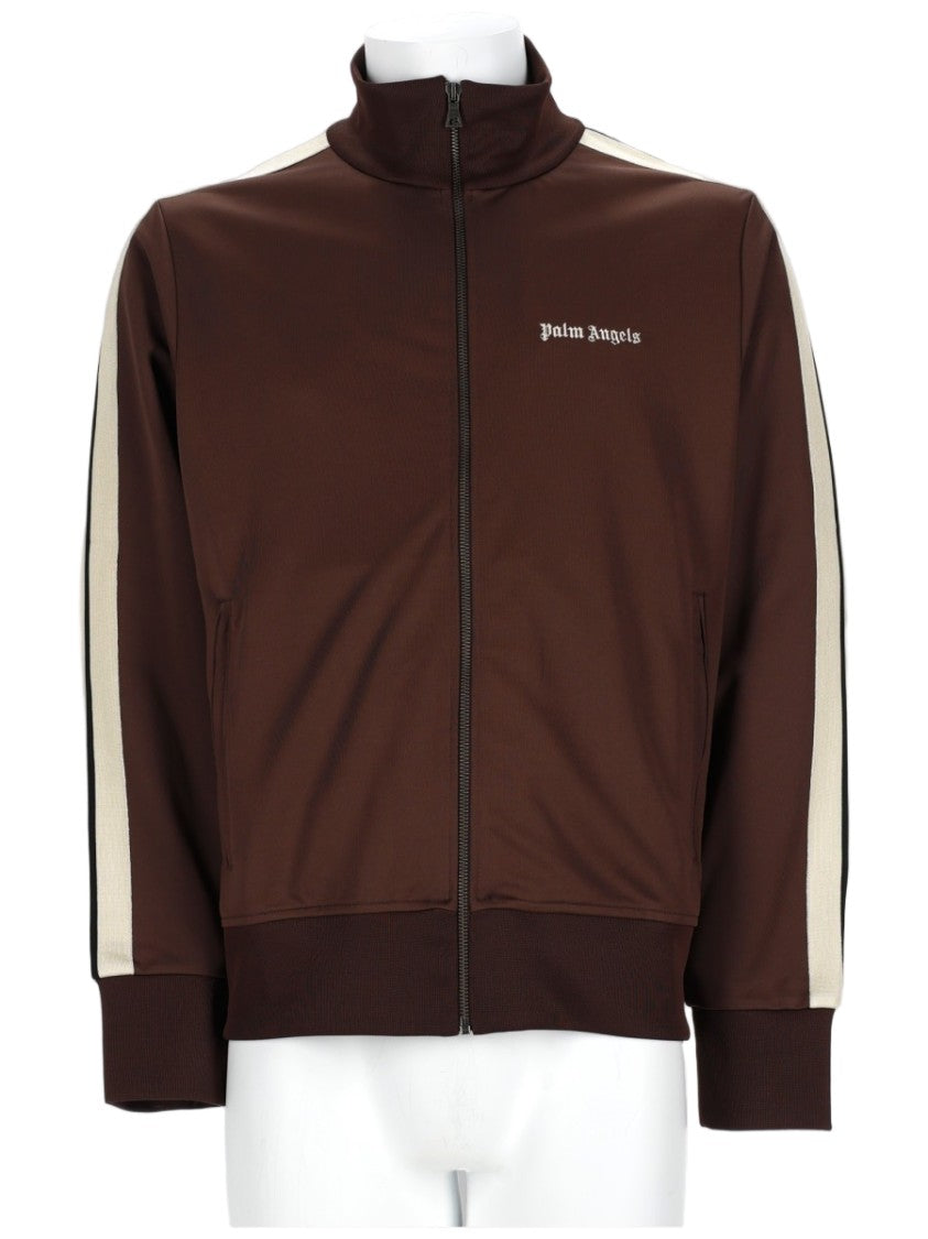Palm Angels Brown Sleeve Stripes Polyester Zip-Through Knit Jacket