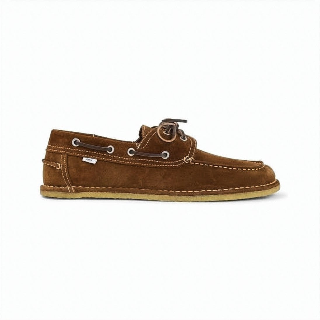 Ami Paris Suede Boat Shoes With White Stitching And Leather Laces