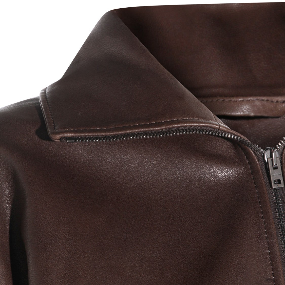 Acne Studios Dark Brown Leather Zip Jacket