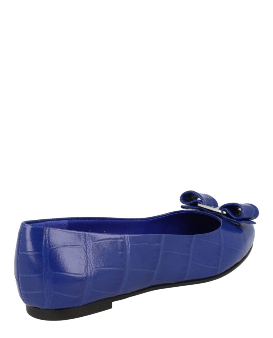 Ferragamo Varina Croc Ballet Flats