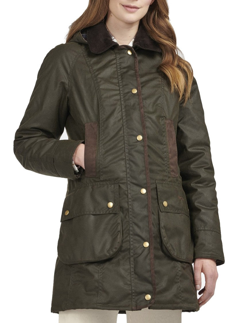Barbour Bower Wax Jacket With Corduroy Collar