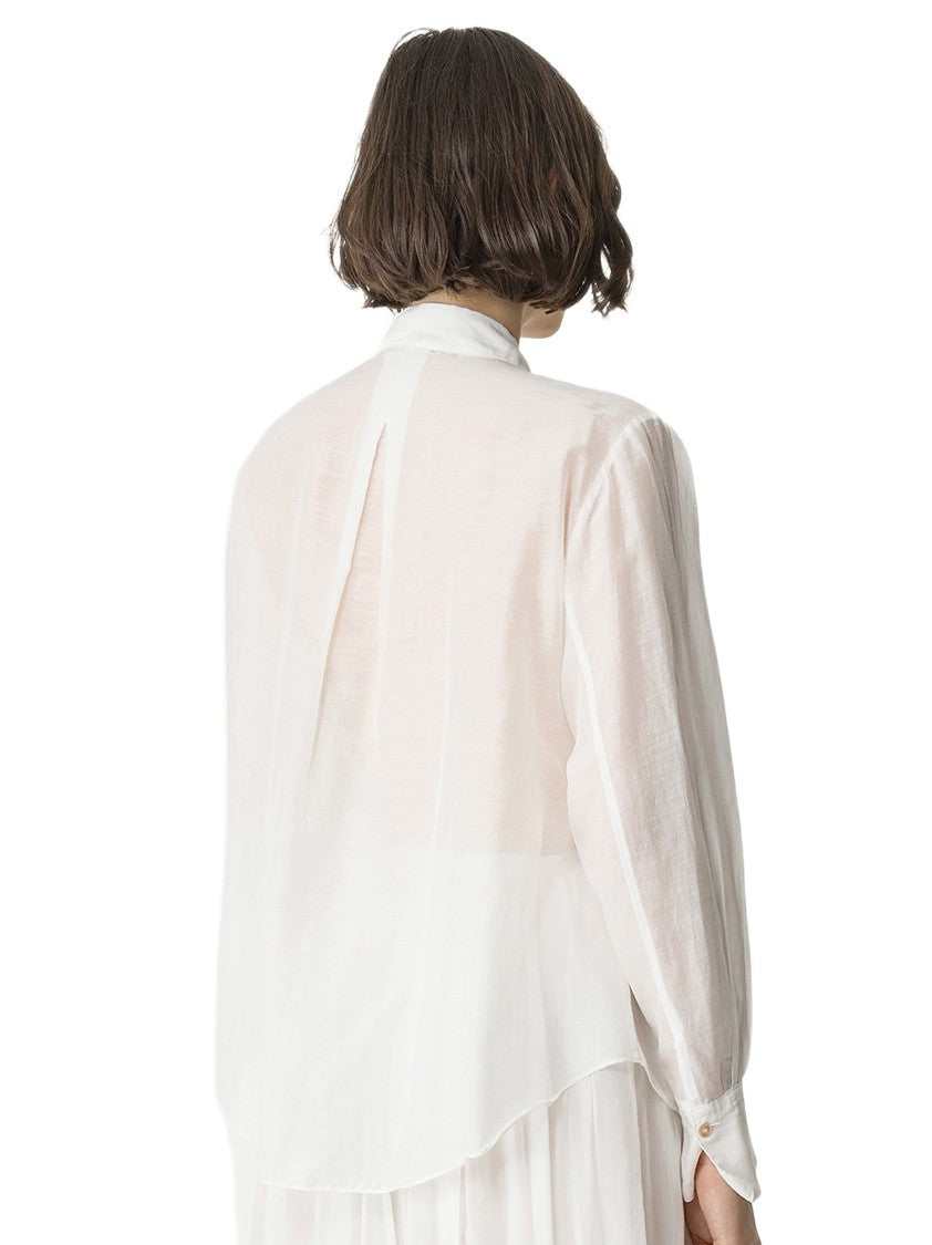 Forte Forte Long-Sleeved White Shirt With Intricate Embroidery