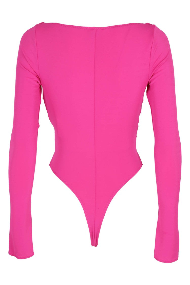 Alessandro Vigilante Fitted Bodysuit With Deep V-Neck And Side Draping