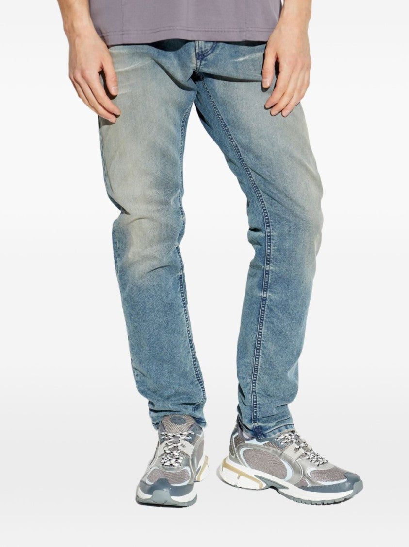 Diesel Blue Drawstring Five Pocket Logo Jeans