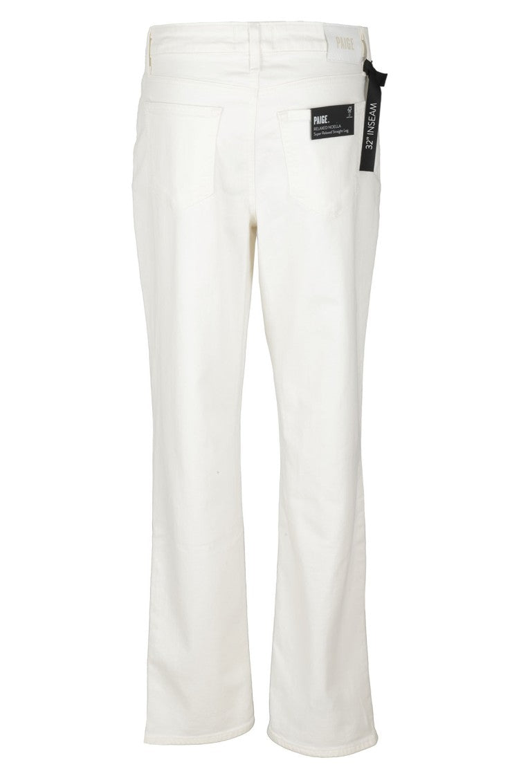Paige Relaxe Noella Ecru Pants With Five-Pocket Design