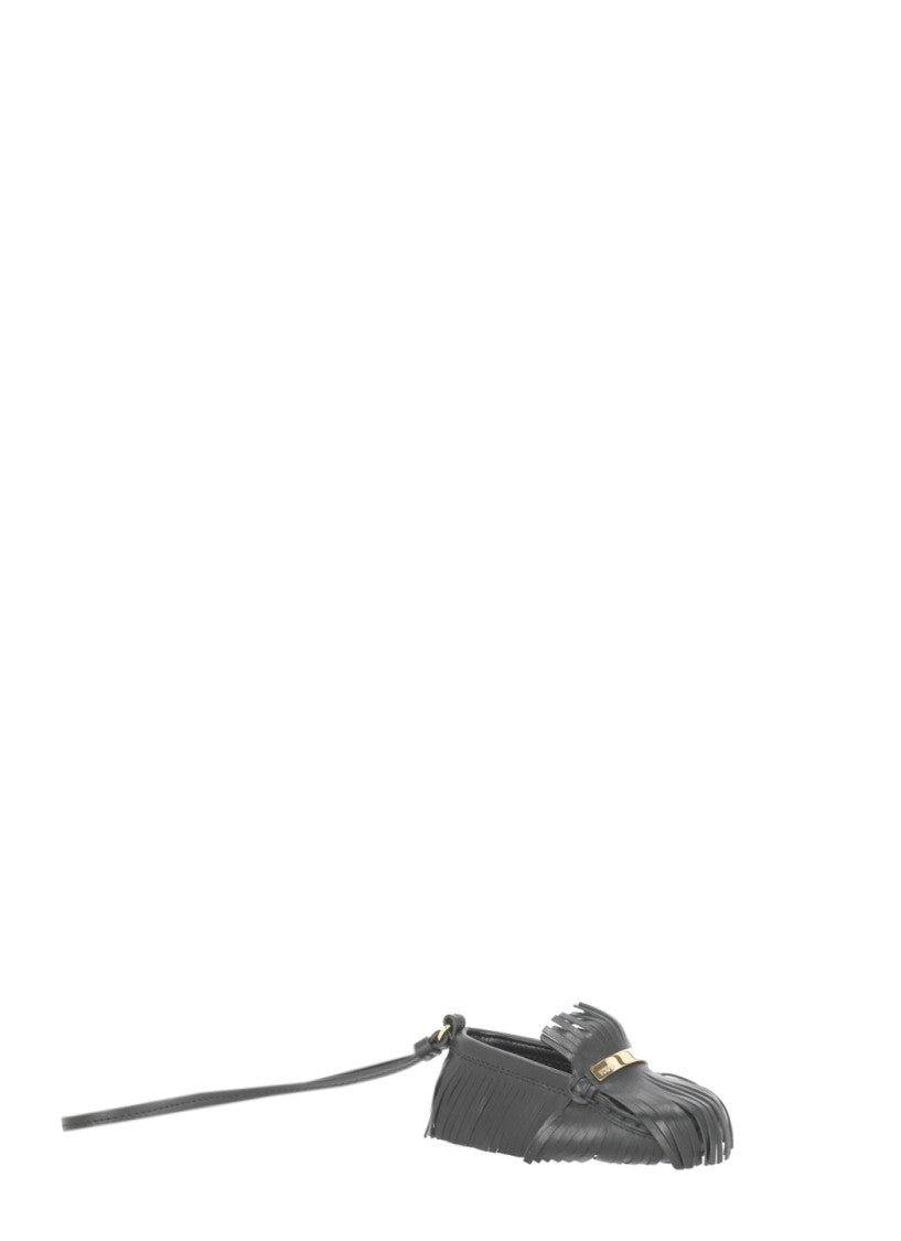 Tod's Miniature Loafer Keychain With Fringed Detailing And Metal Logo