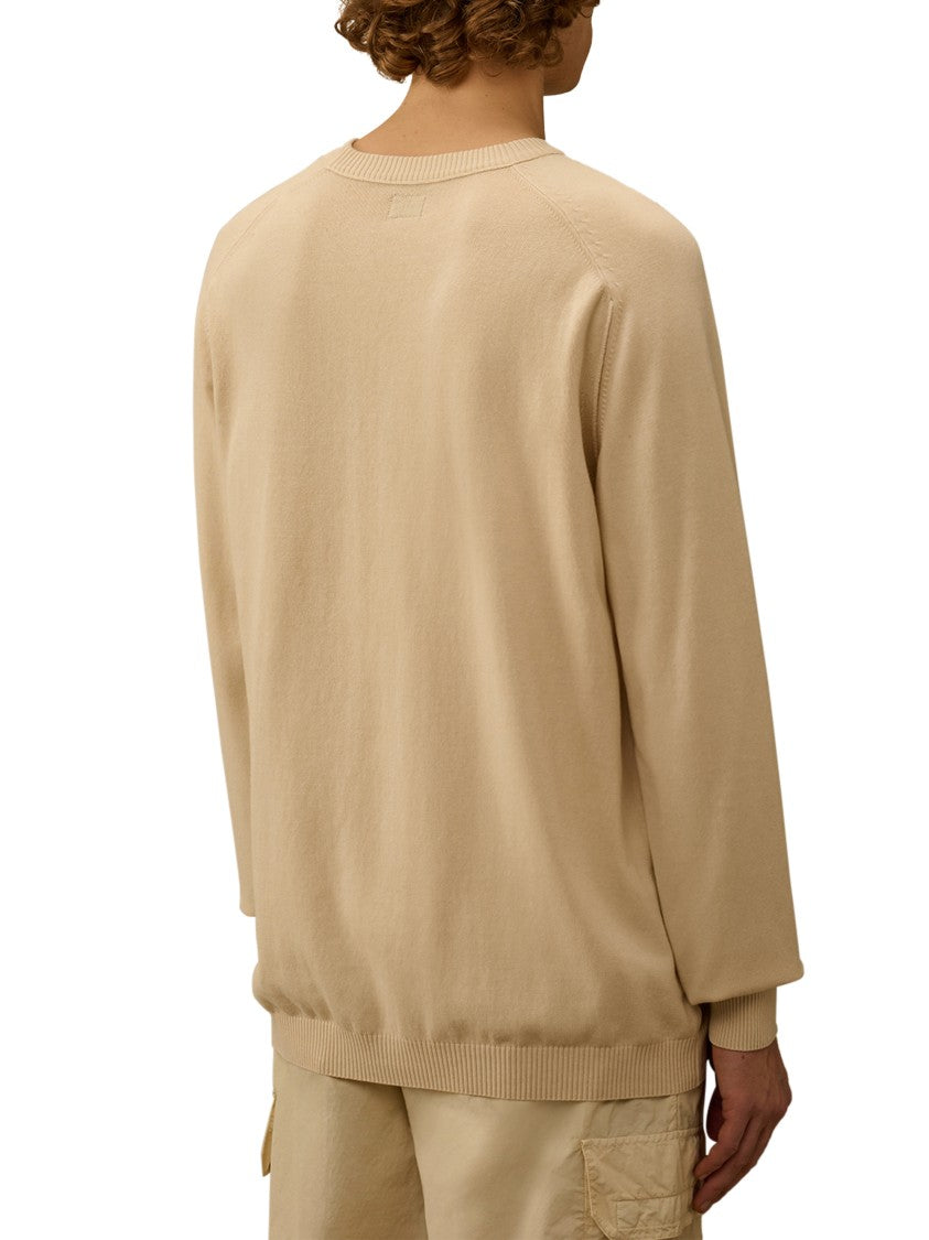 C.P. Company Cotton Crepe Crewneck Knitwear With Lens Detail