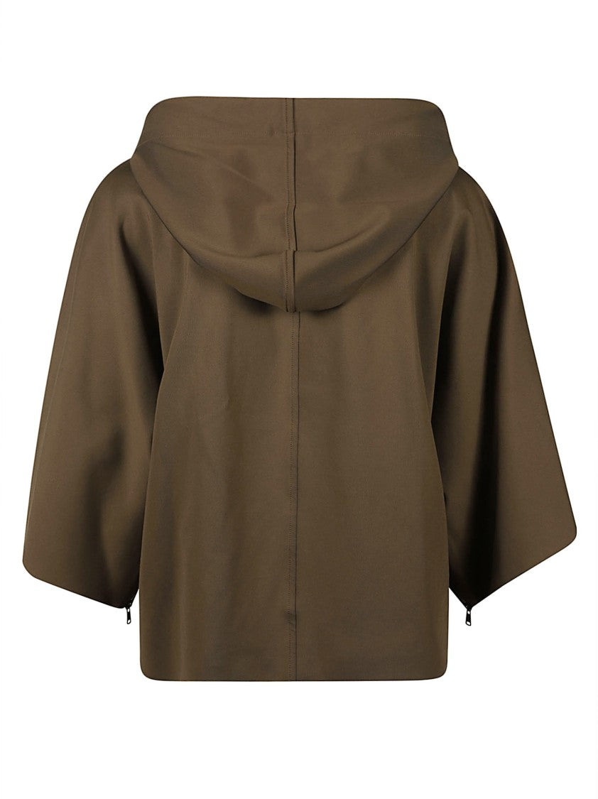 Max Mara Boxy Cropped Jacket With Hood And Zipper Closure