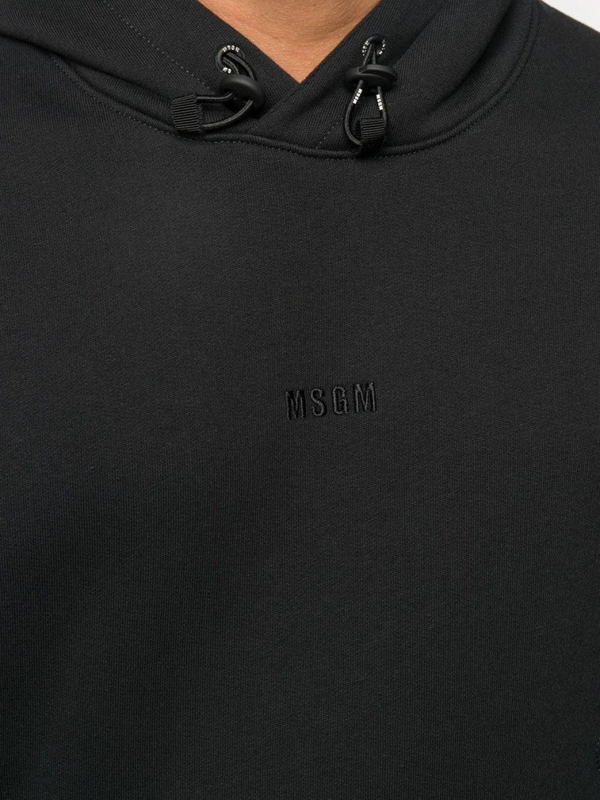 Msgm Black Felpa Con Cappuccio Hoodie