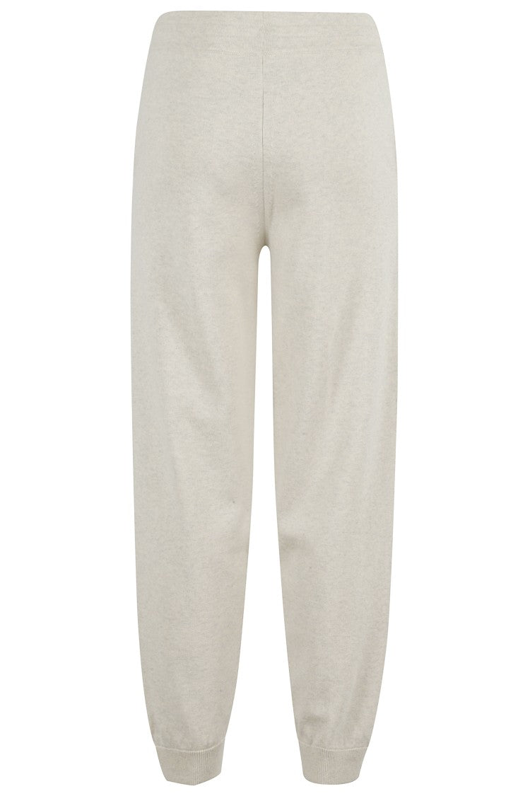 Isabel Marant Étoile Light Gray Cotton Wool Blend Jogger Pants With Drawstring Waistband And Ribbed Cuffs