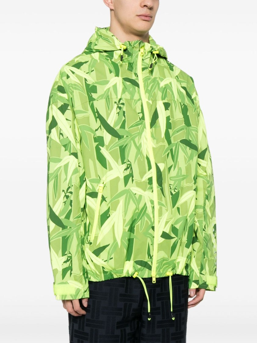 Kenzo Lime Green Drawstring Hood Zip Jacket
