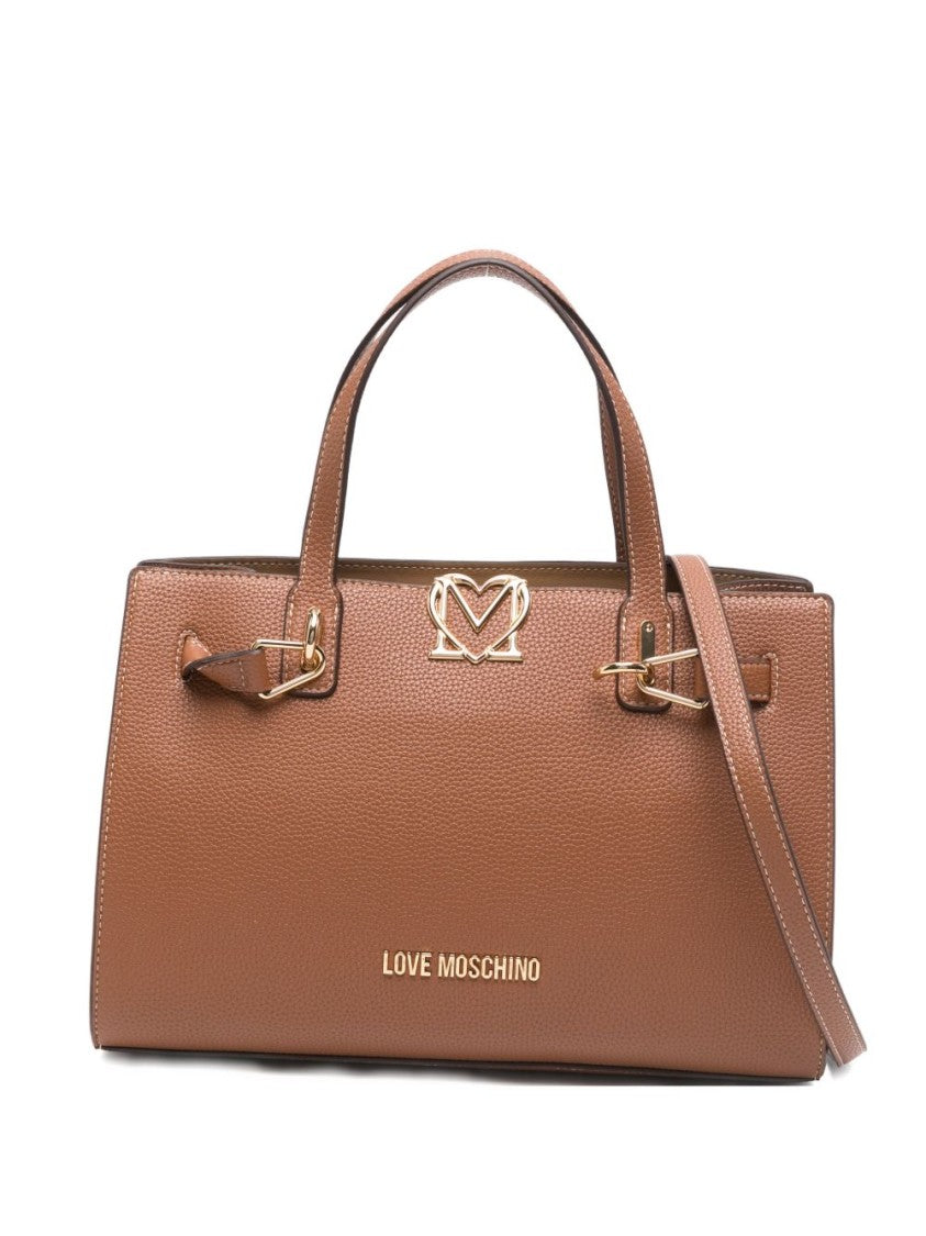 Love Moschino Structured Brown Shopper Bag With Dual Handles And Gold-Tone Accents
