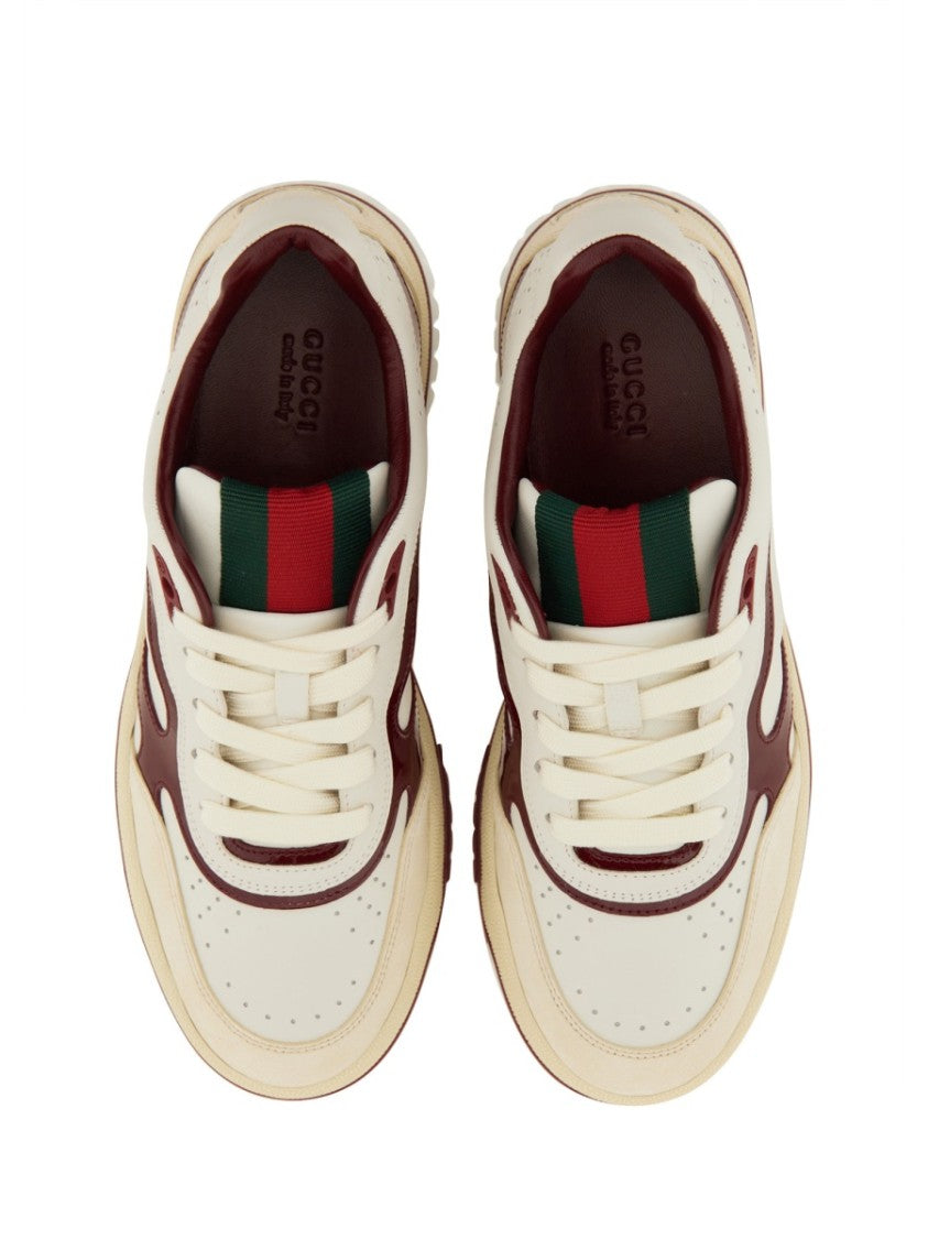 Gucci Low-Top White Calfskin Sneakers With Polished Finish