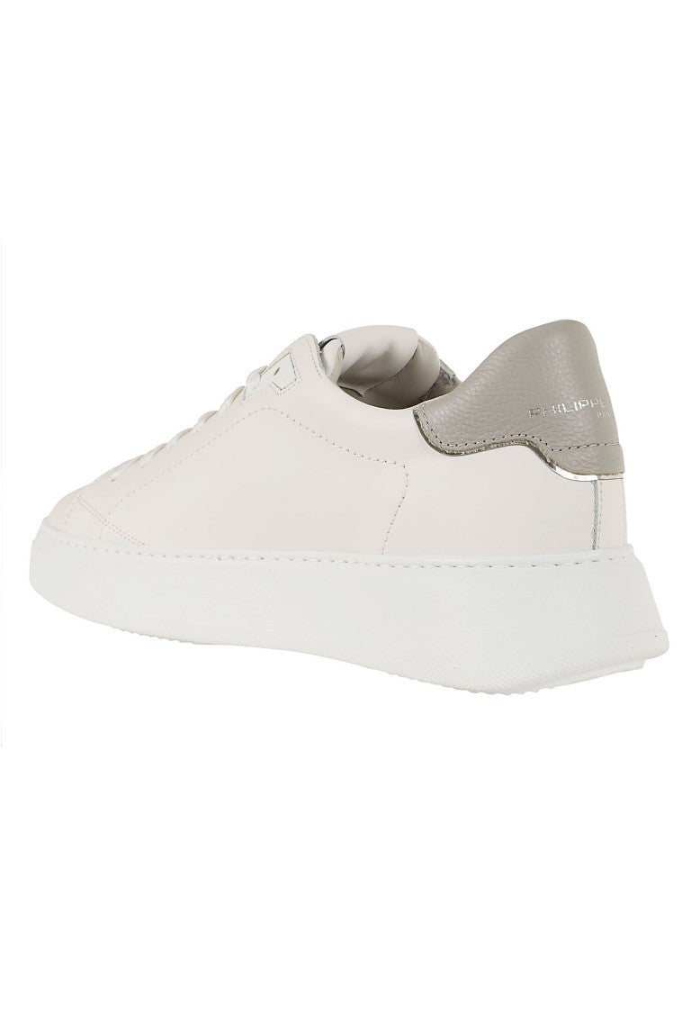 Philippe Model Temple Low White Calfskin Leather Sneakers