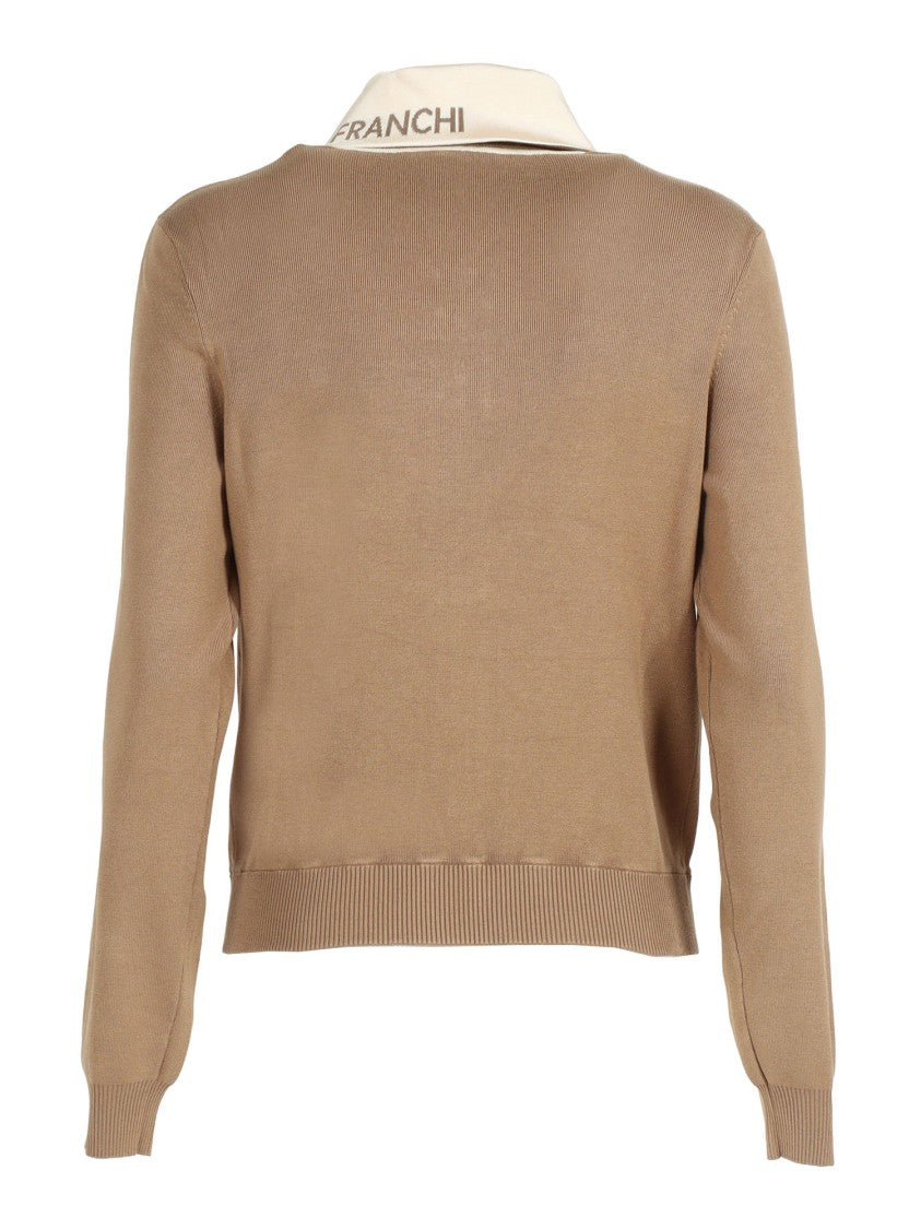 Elisabetta Franchi Tricot Ribbed Zipper Jacket