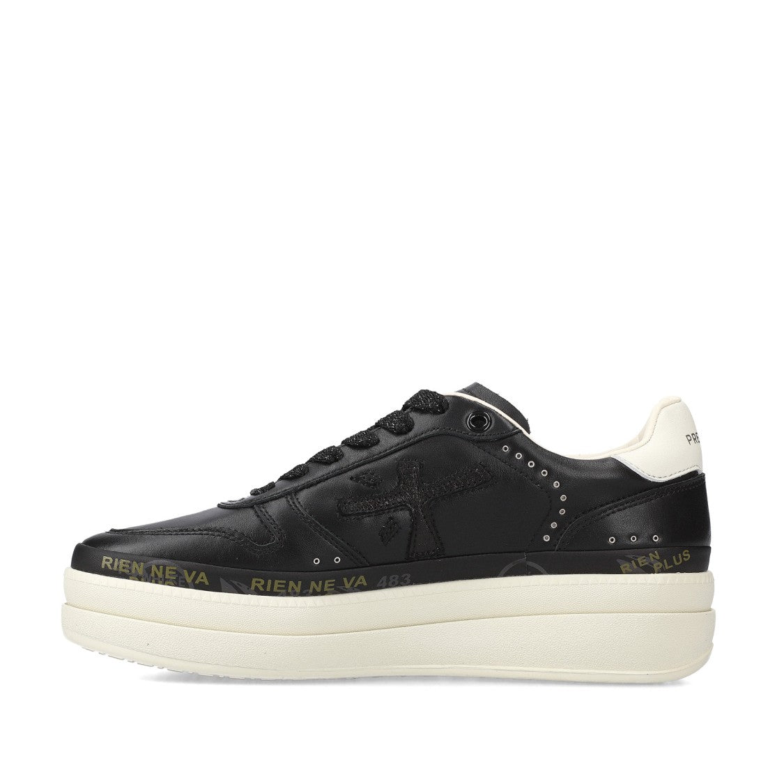 Premiata Sneakers Micol In Black Leather Topponcino White