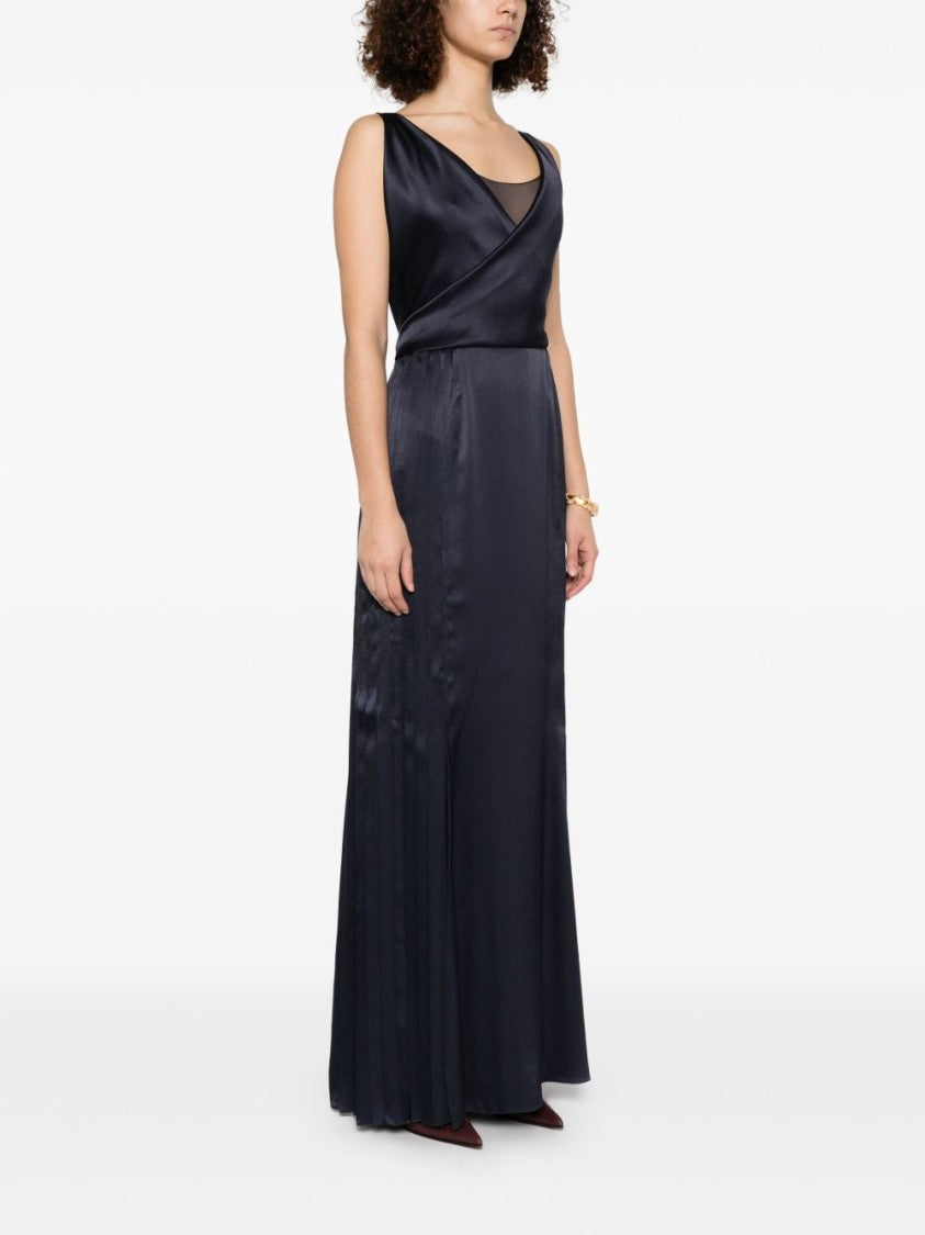 Alberta Ferretti Fluid Floor-Length Evening Dress With Deep V-Neck