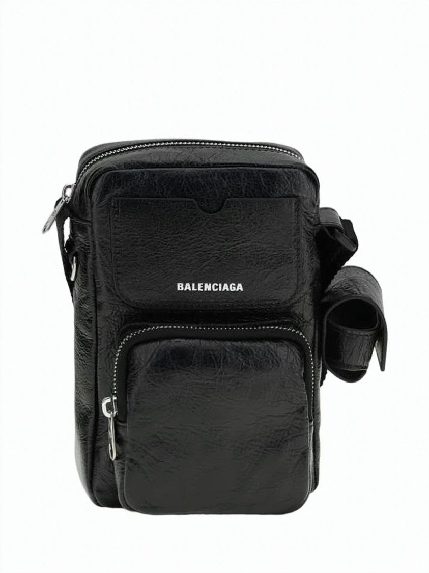Balenciaga Vertical Crossbody Shoulder Bag With Glossy Textured Finish