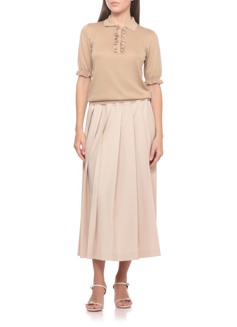 Fabiana Filippi V-Neck Silk-Cotton Short-Sleeved Top