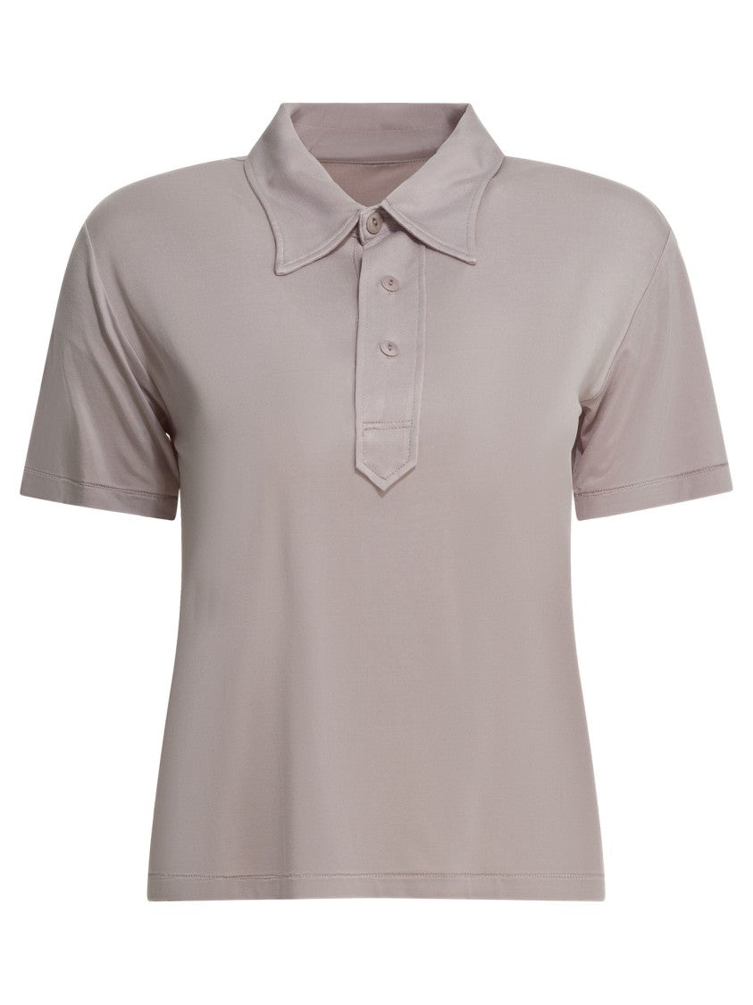Maison Margiela Short-Sleeved Polo Shirt In Muted Dusty Pink With Classic Tailoring