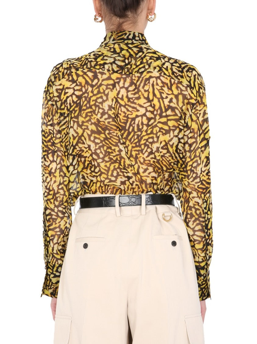 Givenchy Bold Yellow And Black Animal Print Long Shirt