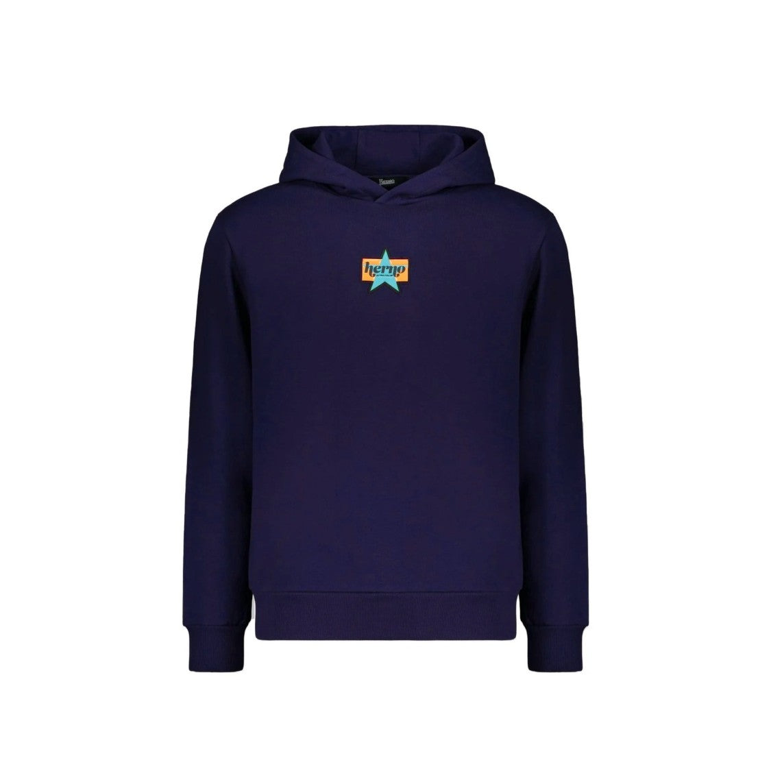 Herno Relaxed Fit Blue Cotton Logo Hoodie