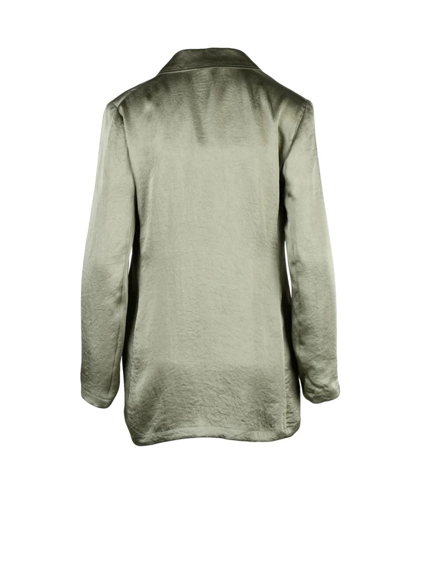 Marella Monochrome Green Acetate Satin Monochrome Blazer