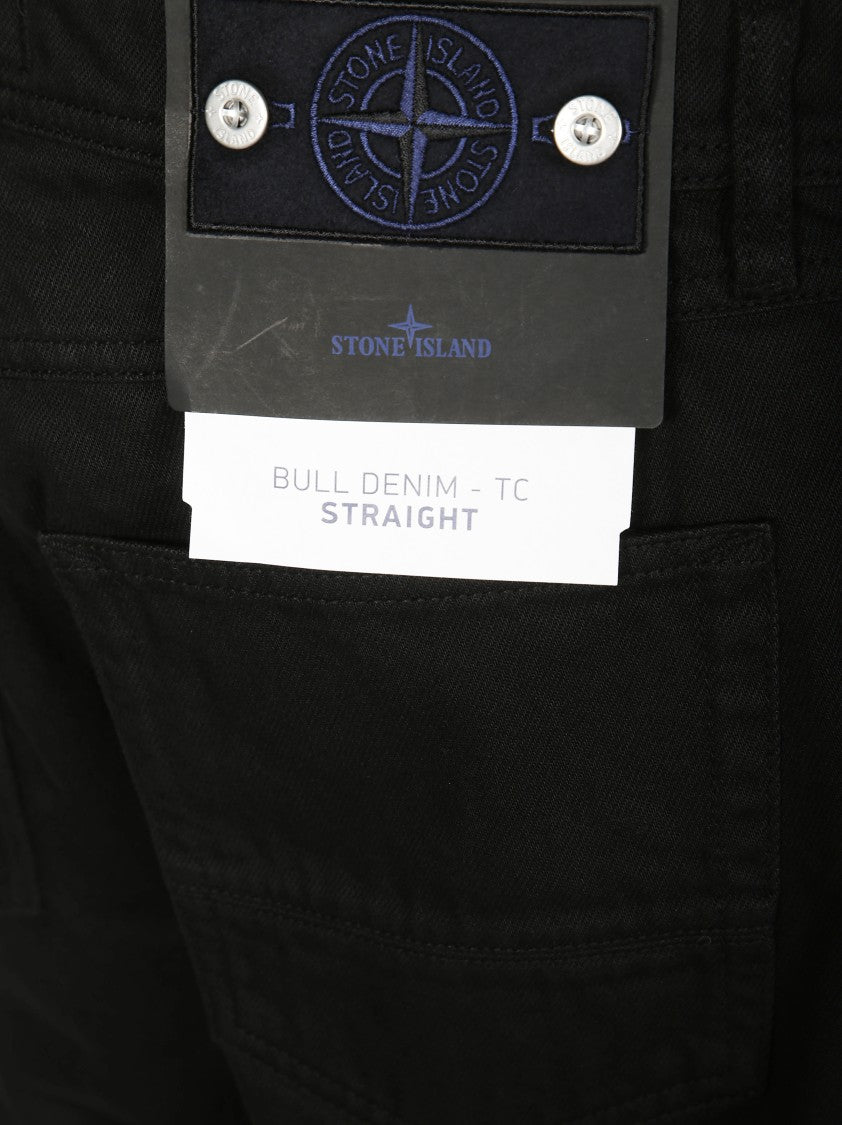 Stone Island Straight-Leg Black Jeans With Classic Five-Pocket Design