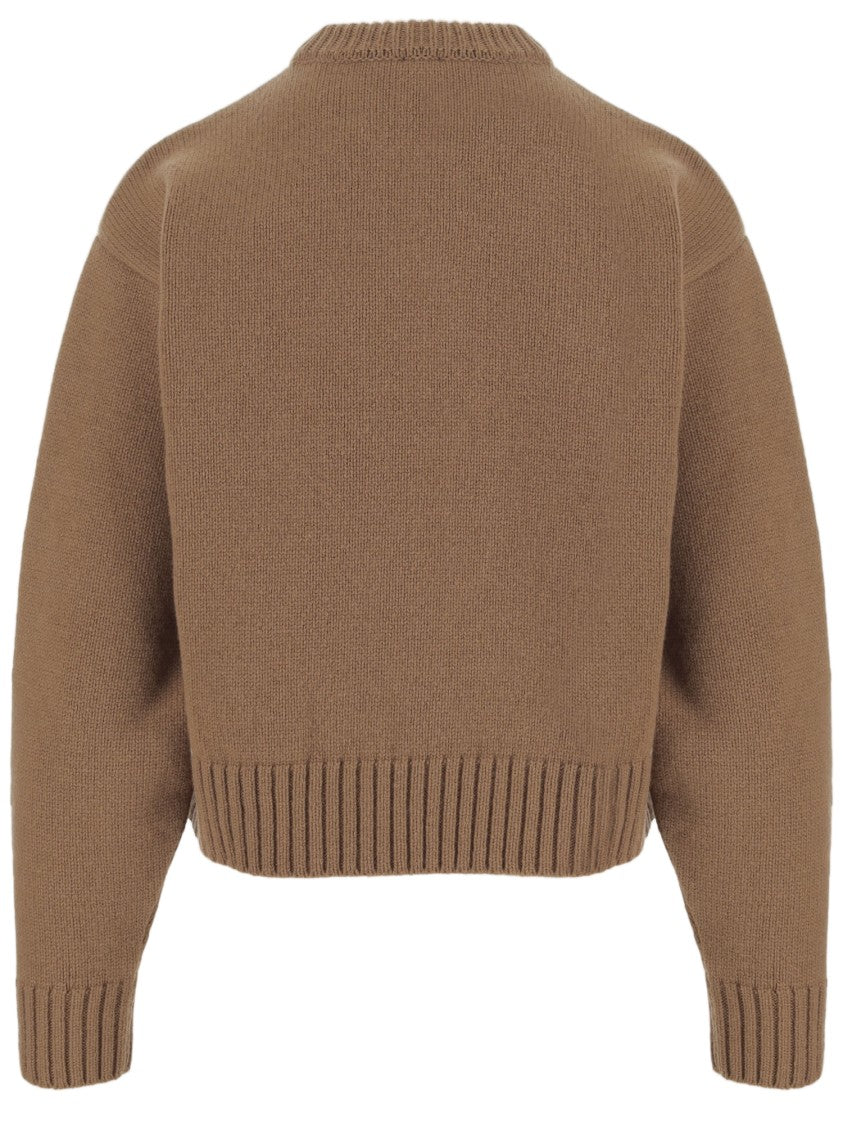 Patou Wool And Cashmere Blend Sweater With Contrast Logo