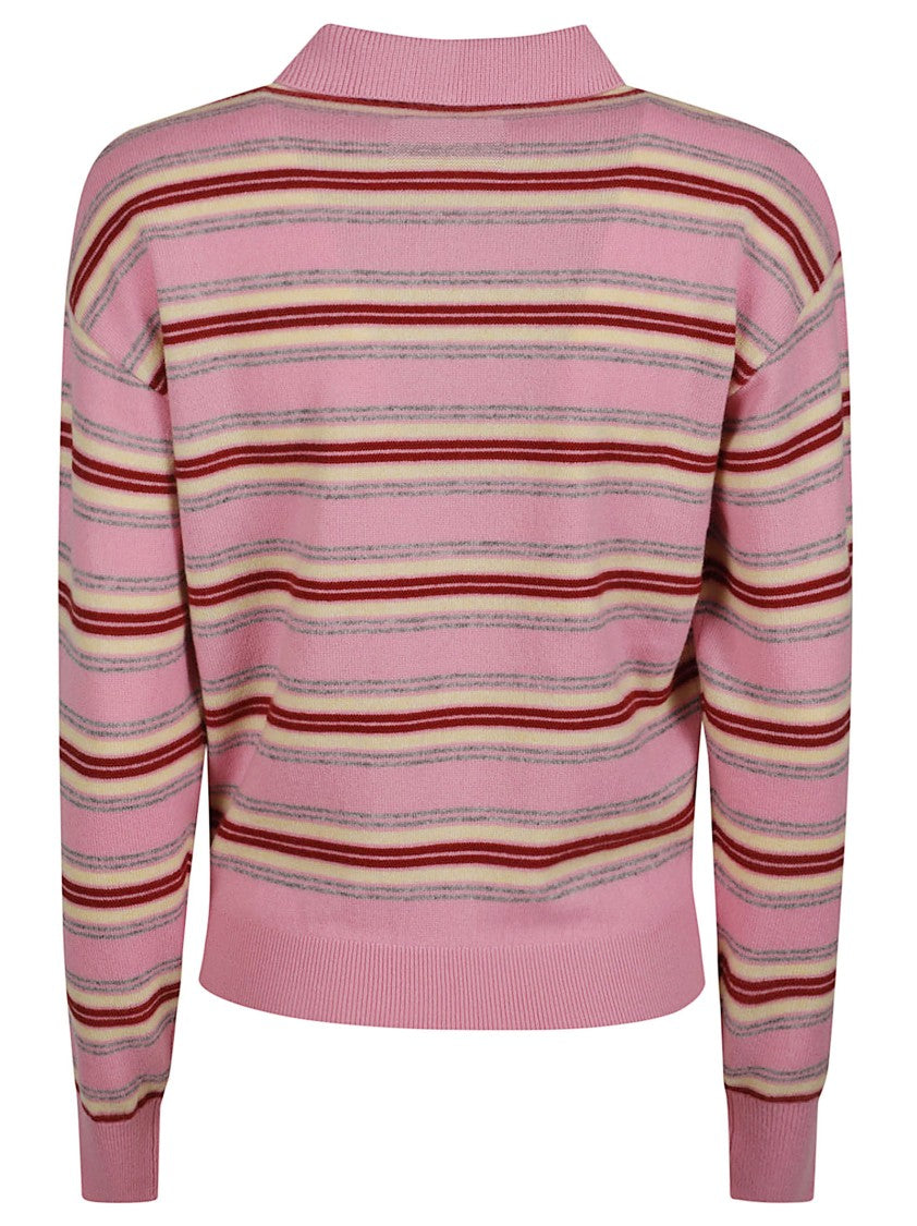 Guest In Residence Striped Polo Neck Cashmere Sweater