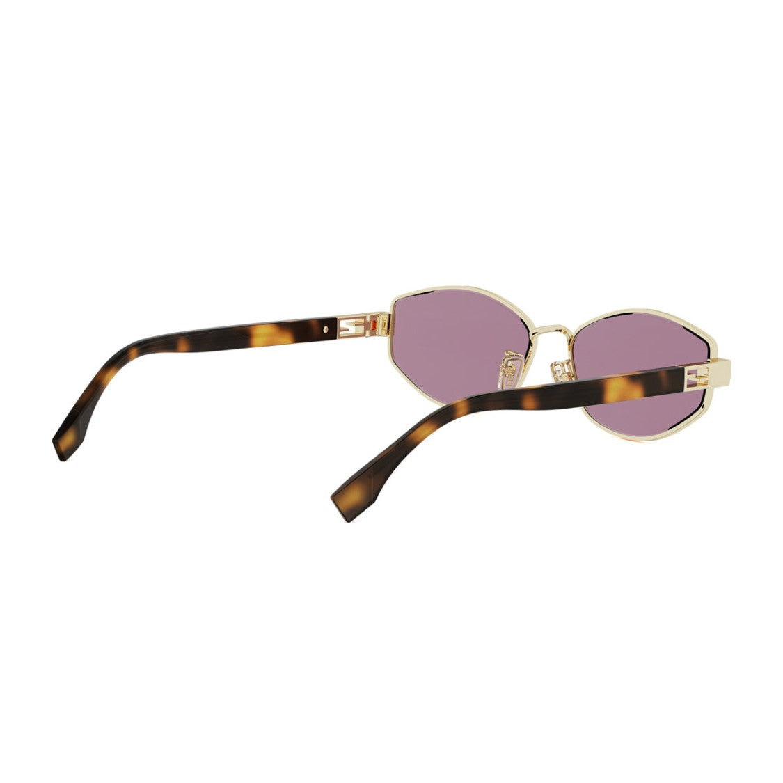 Fendi Gold Tube Fe40216u Geometric Frame Metal Sunglasses