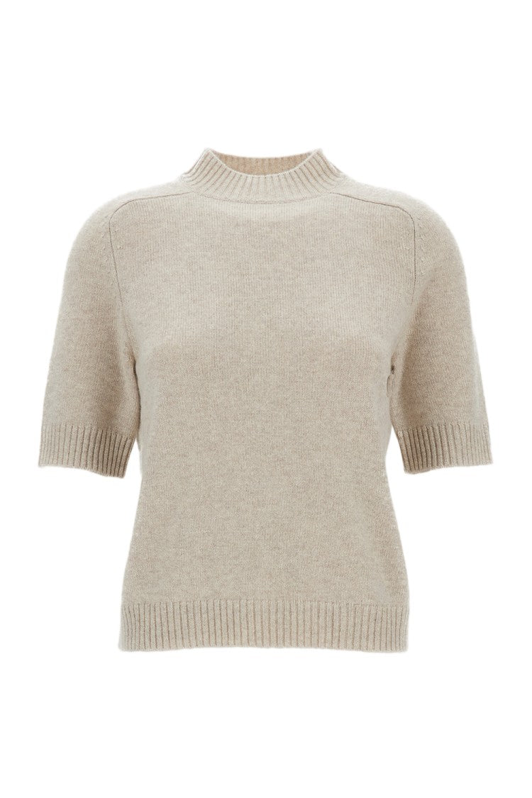 Loulou De Saison Beige Cashmere Saddle-Sleeve Crewneck Top
